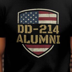 DD-214 Alumni Veteran Patriotic Graphic T-Shirt black